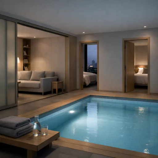 Elegant 2 bedroom suites hotel stays with indoor pools for refined city escapes